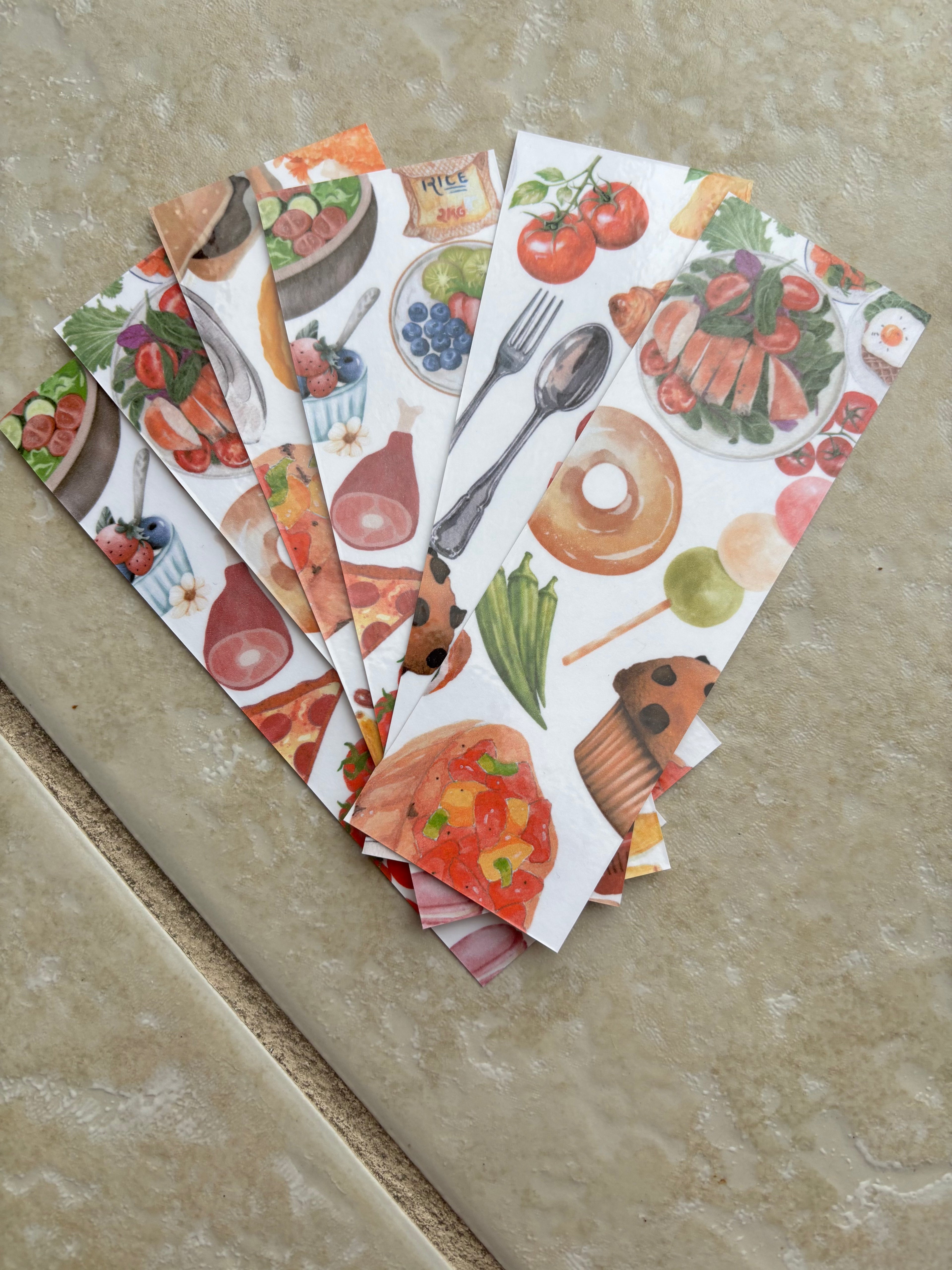 double-sided different types of food bookmark♡