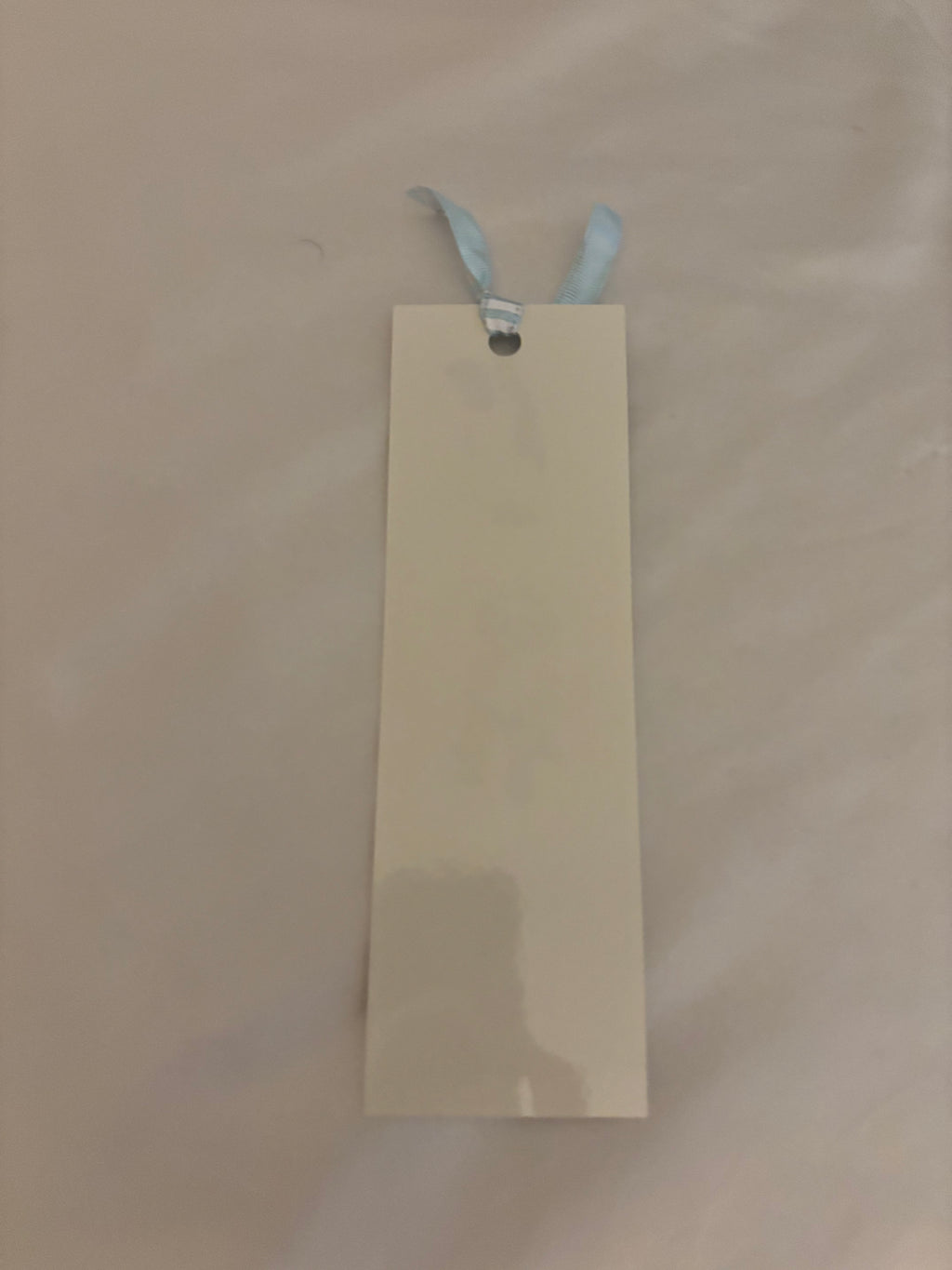 double sided dog bookmark with blue and white stripe ribbon!