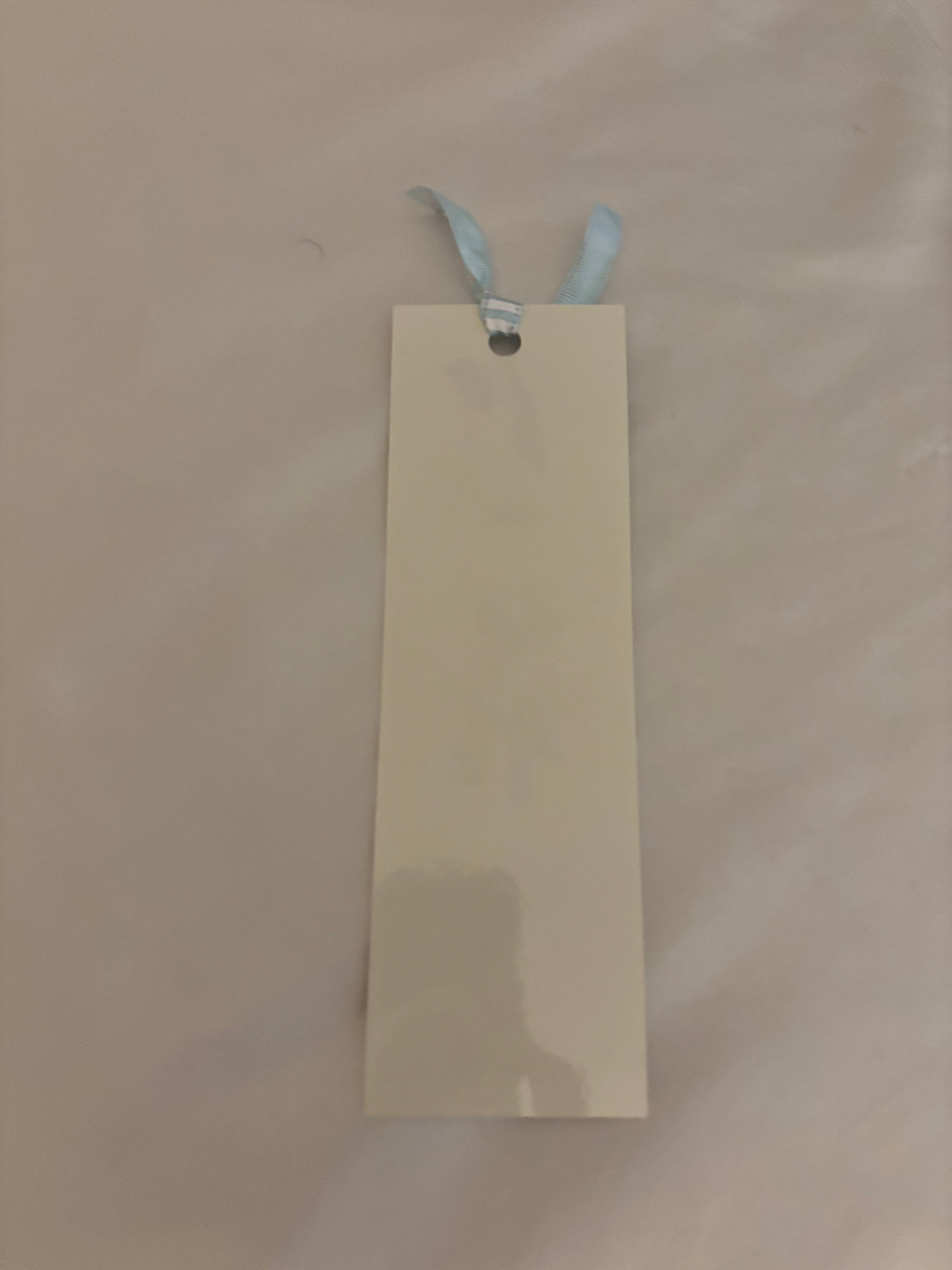 double sided dog bookmark with blue and white stripe ribbon!